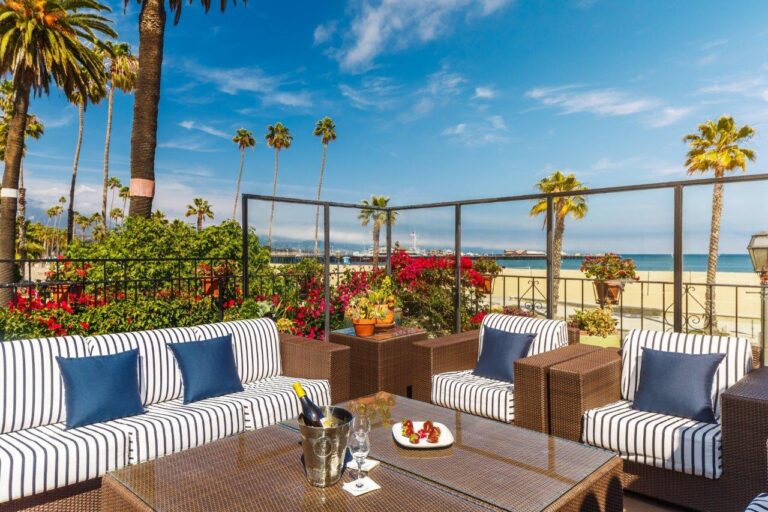 Hotel Milo Santa Barbara patio with view of the water