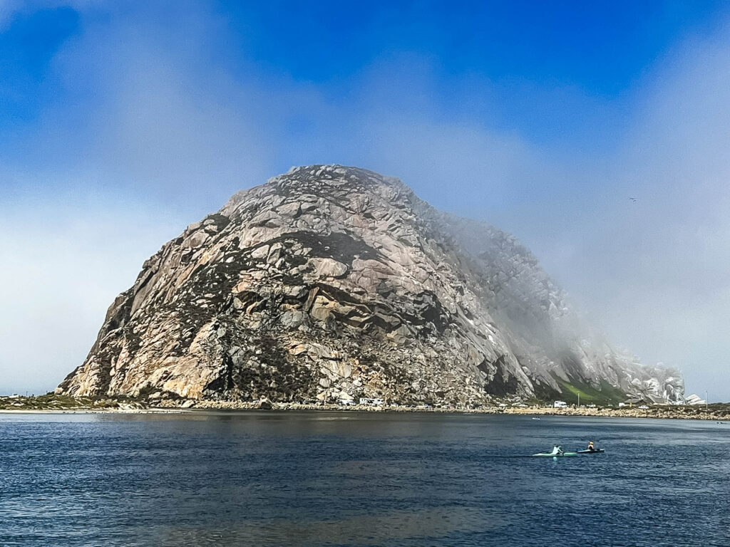 Morro Bay with massive rock rising out of the water