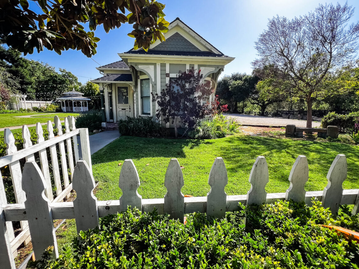 historic home on lawn at Heritage Park in Arroyo Grande, California