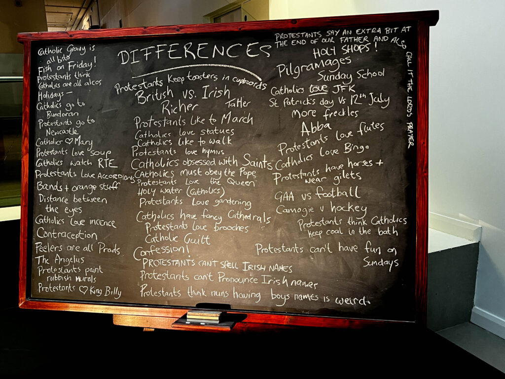 Display of differences between Catholics and Protestants in the Ulster Museum
